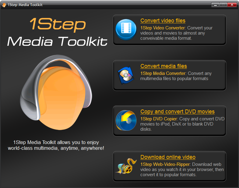 1Step Media Toolkit main window